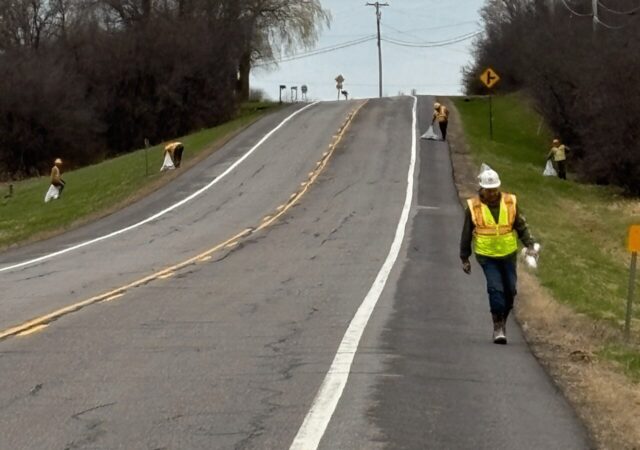 Barrett Paving Northeast Division cleans roadside for Earth Day near New York, promoting environmental responsibility.