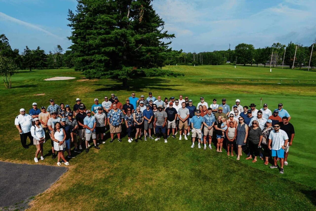 Group photo of attendees at the Cullen Gorden Memorial Golf Tournament hosted by Barrett Paving, NYC.